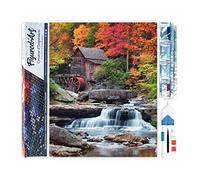 Figured'Art Diamond Painting Kit completo - Cuadro 40x50cm de Pintura de Diamante - Lienzo entero enrollado con diamantes de imitación cuadrados - Relevo de la montaña y Cascada - 5D DIY Manualidades