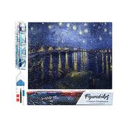 Figured'Art Diamond Painting Kit completo - Cuadro 40x50cm de Pintura de Diamante - Lienzo entero enrollado con diamantes cuadrados - Noche estrellada de Van Gogh sobre el Ródano - 5D DIY Manualidades