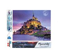 Figured'Art Diamond Painting Kit completo - Cuadro 40x50cm de Pintura de Diamante - Lienzo entero enrollado con diamantes de imitación cuadrados - Le Mont Saint Michel - 5D DIY Manualidades Adultos
