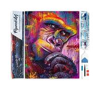 Figured'Art Diamond Painting Kit completo - Cuadro 40x50cm de Pintura de Diamante - Lienzo entero enrollado con diamantes de imitación cuadrados - King Kong coloreado - 5D DIY Manualidades Adultos