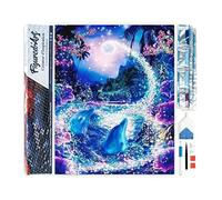 Figured'Art Diamond Painting Kit completo - Cuadro 40x50cm de Pintura de Diamante - Lienzo entero enrollado con diamantes de imitación cuadrados - Los delfines y el río Encantado - 5D DIY Manualidades