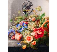 Figured'Art Kit Completo de Bordado de Punto de Cruz Estampado 32x40cm - Flores y fruta - Herman Henstenburgh - Tela Aida 11 CT - Perfecto para Adultos y Principiantes