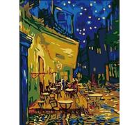 Figured'Art Kit Completo de Bordado de Punto de Cruz Estampado 32x40cm - Terraza de café por la noche - Van Gogh - Tela Aida 11 CT - Perfecto para Adultos y Principiantes