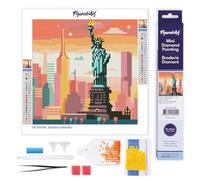 Figured'Art Mini Diamond Painting Kit completo - 25x25cm Pintura de Diamante - Lienzo entero enrollado con diamantes redondos - Horizonte Luminoso de Nueva York - 5D DIY Manualidades Adultos