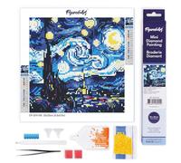 Figured'Art Mini Diamond Painting Kit completo - 25x25cm Pintura de Diamante - Lienzo entero enrollado con diamantes de imitación redondos - Noche Estrellada Vibrante - 5D DIY Manualidades Adultos
