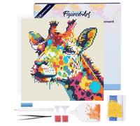 Figured'Art Mini Diamond Painting Kit completo con marco - 25x25cm Pintura de Diamante - Bastidor montado - diamantes redondos - Arte Pop Abstracto de Jirafa - 5D DIY Manualidades Creativas Adultos