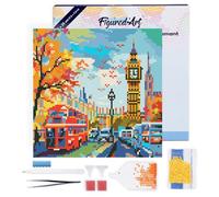 Figured'Art Mini Diamond Painting Kit completo con marco - 25x25cm Pintura de Diamante - Bastidor montado - diamantes redondos - Otoño en la Ciudad de Londres - 5D DIY Manualidades Creativas Adultos