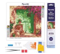 Figured'Art Mini Diamond Painting Kit completo - Cuadro 25x25cm de Pintura de Diamante - Lienzo entero enrollado con diamantes de imitación redondos - Entrada floral - 5D DIY Manualidades Adultos