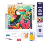 Figured'Art Mini Diamond Painting Kit completo - Cuadro 25x25cm de Pintura de Diamante - Lienzo entero enrollado con diamantes de imitación redondos - Tucán Tropical - 5D DIY Manualidades Adultos