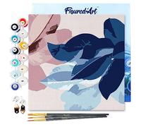 Figured'Art Mini Pintar por Números 20x20cm con marco para Adultos Ambiente de flores - Manualidades con pintura acrílica - Kit Cuadro DIY completo