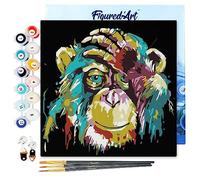 Figured'Art Mini Pintar por Números 20x20cm con marco para Adultos Arte pop babuino - Manualidades con pintura acrílica - Kit Cuadro DIY completo