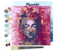 Figured'Art Mini Pintar por Números 20x20cm con marco para Adultos Buda Precioso - Manualidades con pintura acrílica - Kit Cuadro DIY completo