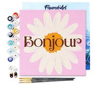 Figured'Art Mini Pintar por Números 20x20cm con marco para Adultos Buenos días - Manualidades con pintura acrílica - Kit Cuadro DIY completo