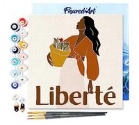 Figured'Art Mini Pintar por Números 20x20cm con marco para Adultos Libertad - Manualidades con pintura acrílica - Kit Cuadro DIY completo