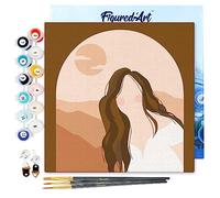 Figured'Art Mini Pintar por Números 20x20cm con marco para Adultos Mujer y Arcade - Manualidades con pintura acrílica - Kit Cuadro DIY completo