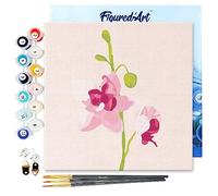 Figured'Art Mini Pintar por Números 20x20cm con marco para Adultos Orquídea - Manualidades con pintura acrílica - Kit Cuadro DIY completo