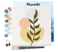 Figured'Art Mini Pintar por Números 20x20cm con marco para Adultos Planta - Manualidades con pintura acrílica - Kit Cuadro DIY completo