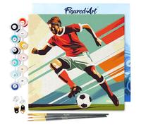 Figured'Art Mini Pintar por Números 20x20cm con marco para Adultos Póster Deportivo de Fútbol - Manualidades con pintura acrílica - Kit Cuadro DIY completo