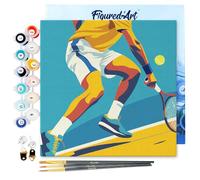 Figured'Art Mini Pintar por Números 20x20cm con marco para Adultos Póster Deportivo de Tenis - Manualidades con pintura acrílica - Kit Cuadro DIY completo