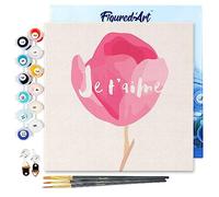 Figured'Art Mini Pintar por Números 20x20cm con marco para Adultos Te amo - Manualidades con pintura acrílica - Kit Cuadro DIY completo
