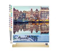 Figured'Art Pintar por Numeros Adultos Ámsterdam - Manualidades pintura acrilica Kit Cuadro DIY completo - 40x50cm monta tu propio bastidor