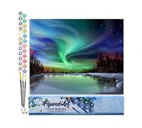 Figured'Art Pintar por Numeros Adultos Aurora boreal - Manualidades pintura acrilica Kit Cuadro DIY completo - 40x50cm sin bastidor