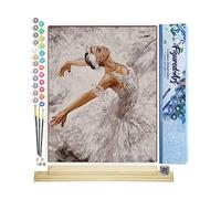 Figured'Art Pintar por Numeros Adultos Bailarina Blanca - Manualidades pintura acrilica Kit Cuadro DIY completo - 40x50cm monta tu propio bastidor