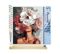 Figured'Art Pintar por Numeros Adultos Belleza Detrás de las Flores - Manualidades pintura acrilica Kit Cuadro DIY completo - 40x50cm monta tu propio bastidor