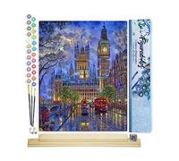 Figured'Art Pintar por Numeros Adultos Big Ben De Londres - Manualidades pintura acrilica Kit Cuadro DIY completo - 40x50cm monta tu propio bastidor
