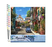 Figured'Art Pintar por Numeros Adultos Callejón y 2 coches - Manualidades pintura acrilica Kit Cuadro DIY completo - 40x50cm sin bastidor