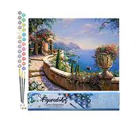 Figured'Art Pintar por Numeros Adultos Camino En La Playa Larga - Manualidades pintura acrilica Kit Cuadro DIY completo - 40x50cm sin bastidor