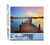 Figured'Art Pintar por Numeros Adultos Camino por el agua - Manualidades pintura acrilica Kit Cuadro DIY completo - 40x50cm sin bastidor