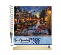 Figured'Art Pintar por Numeros Adultos Canal de Amsterdam - Manualidades pintura acrilica Kit Cuadro DIY completo - 40x50cm monta tu propio bastidor