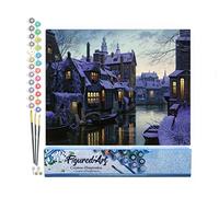 Figured'Art Pintar por Numeros Adultos Canales en Crepuscule - Manualidades pintura acrilica Kit Cuadro DIY completo - 40x50cm sin bastidor