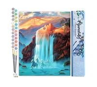 Figured'Art Pintar por Numeros Adultos Cascada En La Cabeza - Manualidades pintura acrilica Kit Cuadro DIY completo - 40x50cm sin bastidor