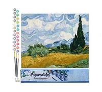 Figured'Art Pintar por Numeros Adultos Cielo De Van Gogh - Manualidades pintura acrilica Kit Cuadro DIY completo - 40x50cm sin bastidor