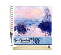 Figured'Art Pintar por Numeros Adultos Claude Monet - Puesta de sol en el Siena en Lavacourt - Manualidades pintura acrilica Kit Cuadro DIY completo - 40x50cm monta tu propio bastidor