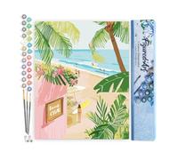 Figured'Art Pintar por Numeros Adultos Club de playa - Manualidades pintura acrilica Kit Cuadro DIY completo - 40x50cm sin bastidor