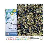 Figured'Art Pintar por Numeros Adultos con marco Árbol Feliz - Manualidades pintura acrilica Kit Cuadro DIY completo - 40x50cm con bastidor montado