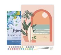 Figured'Art Pintar por Numeros Adultos con marco Arco hacia el mar - Manualidades pintura acrilica Kit Cuadro DIY completo - 40x50cm con bastidor montado