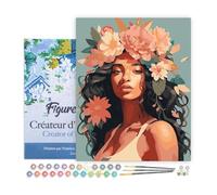 Figured'Art Pintar por Numeros Adultos con marco Belleza Coronada de Peonías - Manualidades pintura acrilica Kit Cuadro DIY completo - 40x50cm con bastidor montado