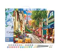 Figured'Art Pintar por Numeros Adultos con marco Callejón en Paris - Manualidades pintura acrilica Kit Cuadro DIY completo - 40x50cm con bastidor montado