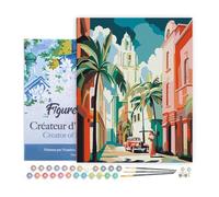 Figured'Art Pintar por Numeros Adultos con marco Cuba Art Deco - Manualidades pintura acrilica Kit Cuadro DIY completo - 40x50cm con bastidor montado