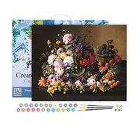 Figured'Art Pintar por Numeros Adultos con marco Flores y frutas - Severin Roesen - Manualidades pintura acrilica Kit Cuadro DIY completo - 40x50cm con bastidor montado