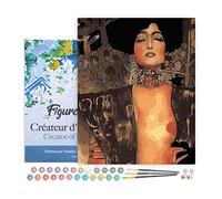 Figured'Art Pintar por Numeros Adultos con marco Gustav Klimt - Judith - Manualidades pintura acrilica Kit Cuadro DIY completo - 40x50cm con bastidor montado