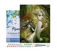 Figured'Art Pintar por Numeros Adultos con marco Hada de oro - Manualidades pintura acrilica Kit Cuadro DIY completo - 40x50cm con bastidor montado