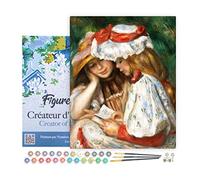 Figured'Art Pintar por Numeros Adultos con marco Lectura de chicas jóvenes - Renoir - Manualidades pintura acrilica Kit Cuadro DIY completo - 40x50cm con bastidor montado