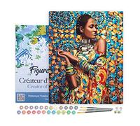 Figured'Art Pintar por Numeros Adultos con marco Niña India - Manualidades pintura acrilica Kit Cuadro DIY completo - 40x50cm con bastidor montado