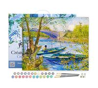Figured'Art Pintar por Numeros Adultos con marco Pesca en primavera, Pont de Clichy - Van Gogh - Manualidades pintura acrilica Kit Cuadro DIY completo - 40x50cm con bastidor montado