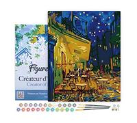 Figured'Art Pintar por Numeros Adultos con marco Pinturas De Van Gogh -Café - Manualidades pintura acrilica Kit Cuadro DIY completo - 40x50cm con bastidor montado